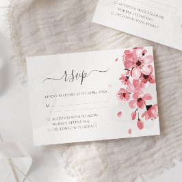 Tarjeta De Confirmación De Asistencia Boda floral de color acuático con flores de cerezo