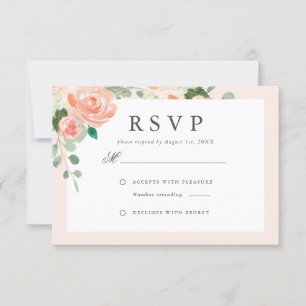 Tarjeta De Confirmación De Asistencia Boda floral de color acuático y Rubor
