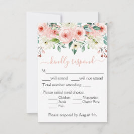 Tarjeta De Confirmación De Asistencia Boda floral de color blanco de color rosa