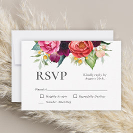 Tarjeta De Confirmación De Asistencia Boda floral de color de agua de boho ruso