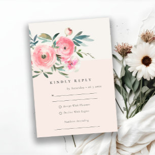Tarjeta De Confirmación De Asistencia Boda floral de color rosa rosa Orquídea Rubor