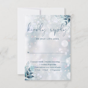 Tarjeta De Confirmación De Asistencia Boda Floral de Copos de Nieve de Invierno