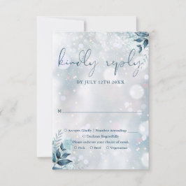 Tarjeta De Confirmación De Asistencia Boda floral de copos de nieve en invierno