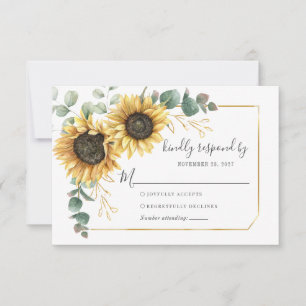 Tarjeta De Confirmación De Asistencia Boda floral de eucalipto y girasol