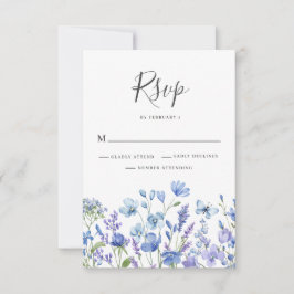 Tarjeta De Confirmación De Asistencia Boda floral de flor silvestre azul