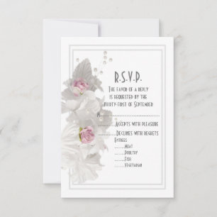 Tarjeta De Confirmación De Asistencia Boda floral de flores blancas