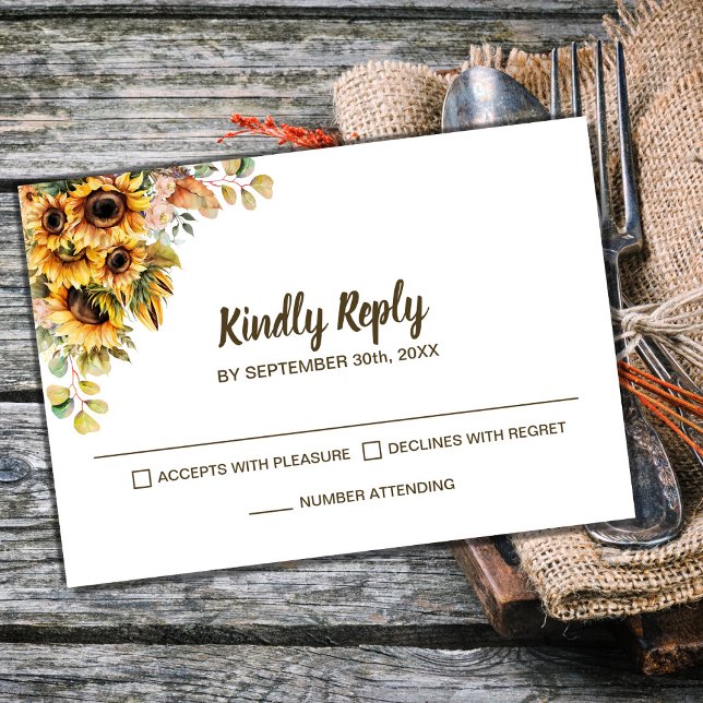 Tarjeta De Confirmación De Asistencia Boda floral de girasol ruso (Subido por el creador)