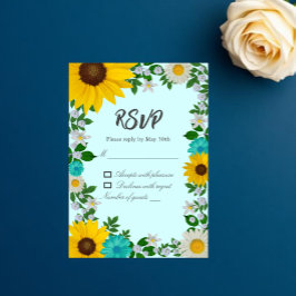 Tarjeta De Confirmación De Asistencia Boda floral de girasoles rústicos