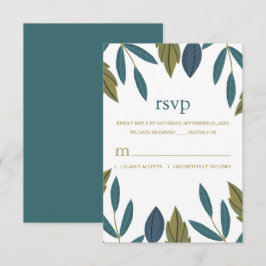 Tarjeta De Confirmación De Asistencia Boda floral de hojas rusas
