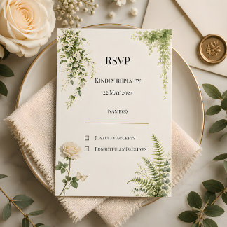 Tarjeta De Confirmación De Asistencia Boda floral de jardín secreto de lujo