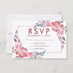 Tarjeta De Confirmación De Asistencia Boda floral de la flor de la primavera de color ro