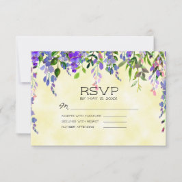 Tarjeta De Confirmación De Asistencia Boda floral de lavanda púrpura acuarela amarilla