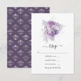 Tarjeta De Confirmación De Asistencia Boda floral de lavanda y plata
