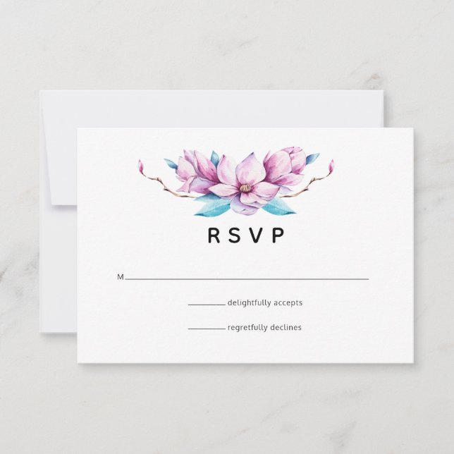 Tarjeta De Confirmación De Asistencia Boda Floral de Magnolia (Anverso)