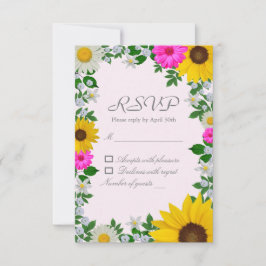 Tarjeta De Confirmación De Asistencia Boda floral de margarita girasol rústica