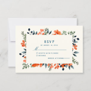 Tarjeta De Confirmación De Asistencia Boda floral de Naranja Botánico en crecimiento