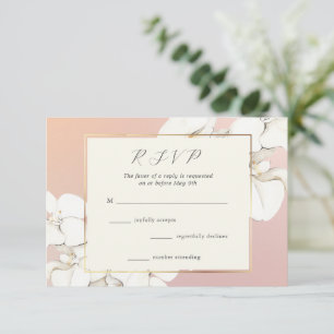 Tarjeta De Confirmación De Asistencia Boda floral de orquídea rosa elegante