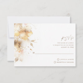 Tarjeta De Confirmación De Asistencia Boda Floral de Otoño Dorado