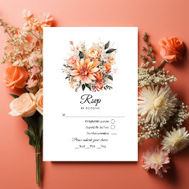 Tarjeta De Confirmación De Asistencia Boda Floral de Peach Fuzz