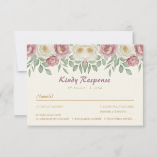 Tarjeta De Confirmación De Asistencia Boda floral de peonía rosa polvorienta romántica