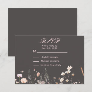 Tarjeta De Confirmación De Asistencia Boda floral de primavera con flores silvestres ros