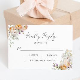 Tarjeta De Confirmación De Asistencia Boda floral de primavera delgada