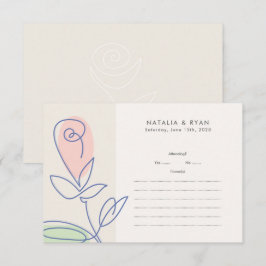 Tarjeta De Confirmación De Asistencia Boda floral de primavera Minimalista Boho