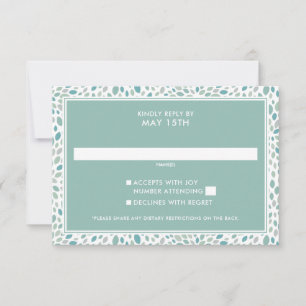 Tarjeta De Confirmación De Asistencia Boda floral de resumen verde de la costa moderna