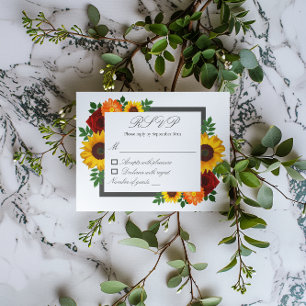 Tarjeta De Confirmación De Asistencia Boda floral de rosa girasol atardecer