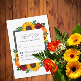 Tarjeta De Confirmación De Asistencia Boda floral de rosa girasol atardecer