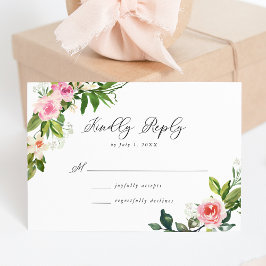 Tarjeta De Confirmación De Asistencia Boda floral de rosa suave