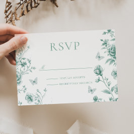 Tarjeta De Confirmación De Asistencia Boda floral de salvia verde vintage encantado