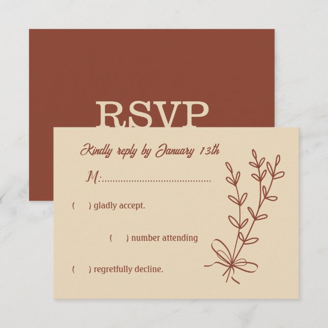 Tarjeta De Confirmación De Asistencia Boda floral de terracota romántica y elegante (Anverso / Reverso)