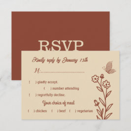 Tarjeta De Confirmación De Asistencia Boda floral de terracota romántica y elegante