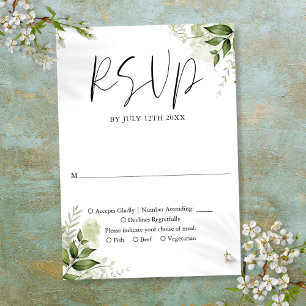 Tarjeta De Confirmación De Asistencia Boda floral de vegetación rústica elegante