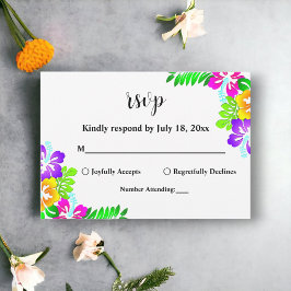 Tarjeta De Confirmación De Asistencia Boda Floral de Verano con Rosas Coloridas Rústicas