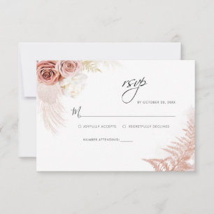 Tarjeta De Confirmación De Asistencia Boda floral del desierto de terracota de pampas