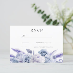 Tarjeta De Confirmación De Asistencia Boda floral Dusty Blue del diseñador