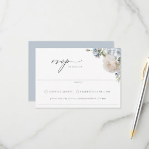 Tarjeta De Confirmación De Asistencia Boda Floral Dusty Blue Garden
