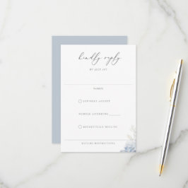 Tarjeta De Confirmación De Asistencia Boda Floral Dusty Blue Garden