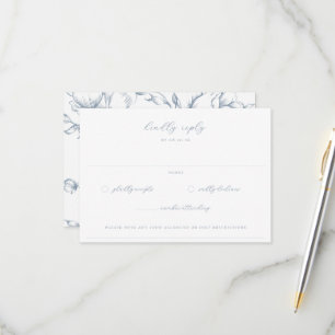 Tarjeta De Confirmación De Asistencia Boda Floral Dusty Blue Garden