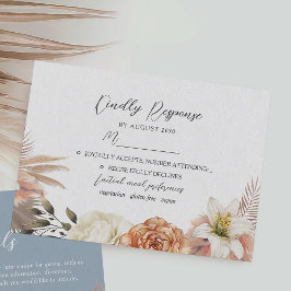 Tarjeta De Confirmación De Asistencia Boda Floral Dusty Blue Peach