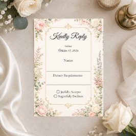 Tarjeta De Confirmación De Asistencia Boda floral elegante