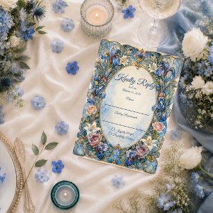 Tarjeta De Confirmación De Asistencia Boda floral elegante Art Nouveau