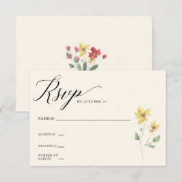 Tarjeta De Confirmación De Asistencia Boda Floral Elegante Boho Summer Wildflowers