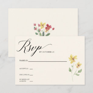 Tarjeta De Confirmación De Asistencia Boda Floral Elegante Boho Summer Wildflowers