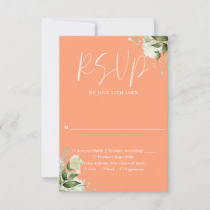 Tarjeta De Confirmación De Asistencia Boda floral elegante de vegetación de melocotón