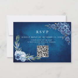 Tarjeta De Confirmación De Asistencia Boda floral elegante de verano azul
