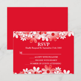 Tarjeta De Confirmación De Asistencia Boda floral elegante en rojo y blanco