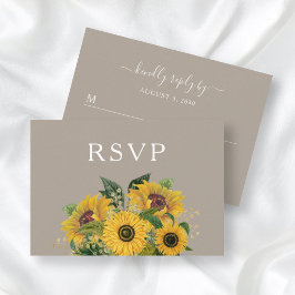 Tarjeta De Confirmación De Asistencia Boda floral elegante taupe